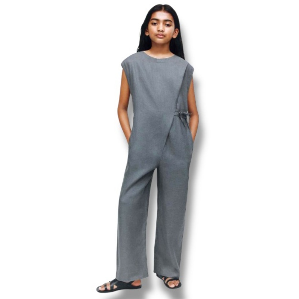 NWT Zara 100% Linen Jumpsuit with Tie Waist